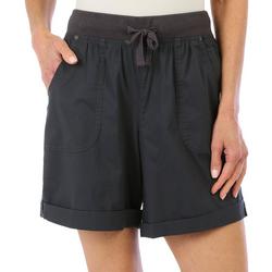 Womens Solid Cotton Blend Shorts