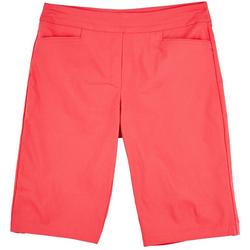 Womens Solid Pull On Bermuda Shorts