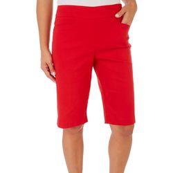 FIT SIGHT Womens Solid Pull-On Slant Pockets Bermuda Shorts