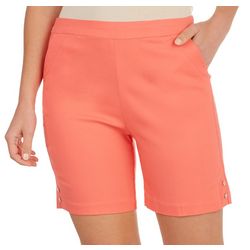 Fit Sight Womens Solid Pull On Button Side Shorts
