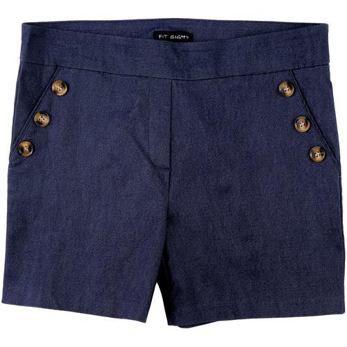 Fit Sight Womens Solid Pull On Button Shorts