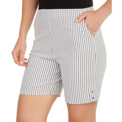 Fit Sight Womens Stripe Pull On Button Side Shorts