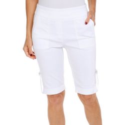 Fit Sight Womens Embellished Bermuda Solid Stretch Shorts