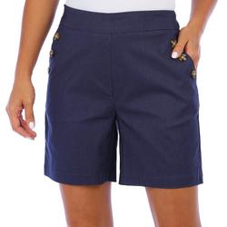 Womens 7 in. Solid Button Shorts