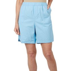 Coral Bay Womens 7 in. Solid Pull On Bermuda Shorts