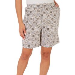 Coral Bay Womens 7'' Print Sheeting Pull On Shorts