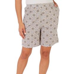 Womens 7'' Print Sheeting Pull On Shorts