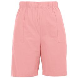 Womens 7 in. Solid Pull On Bermuda Shorts
