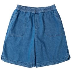 Emily Daniels Womens Sheeting Solid Pull-On 9'' Shorts