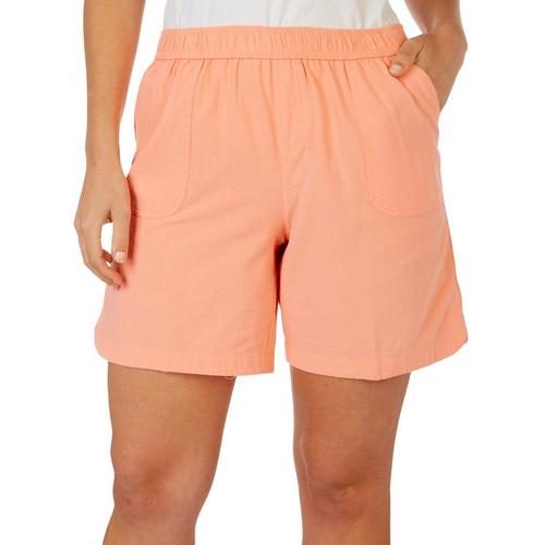 Emily Daniels Womens Sheeting Solid Pull-On 9'' Shorts