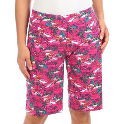 Womens Tropical Print Shorts