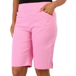 Coral Bay Womens 12 in. Solid Diamond Rivet Shorts