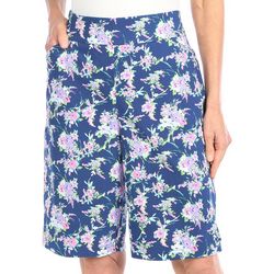 Coral Bay Womens 9 in. Floral Cateye Pull On Shorts