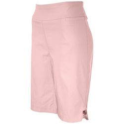 Coral Bay Womens Pull On Stretch Bow Hem Shorts