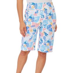 Coral Bay Womens 12'' Floral Print Jewelled Bow Shorts
