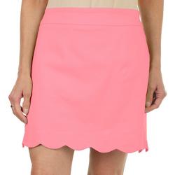 Womens Solid 11'' Scalloped Shorts