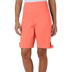 Womens 10 in. Solid Mid Rise Pull On Shorts