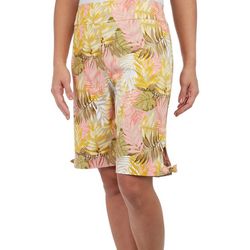 Coral Bay Womens 10 in. Tropical Palm Print Pull On Shorts