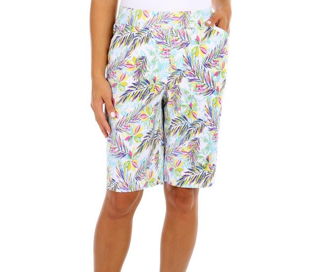 Coral Bay Womens 11 in. Palms Pull On Shorts