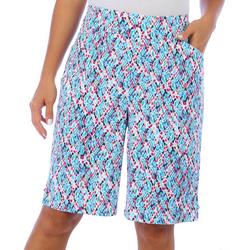 Plus Abstract Print Grommet With Tab Shorts