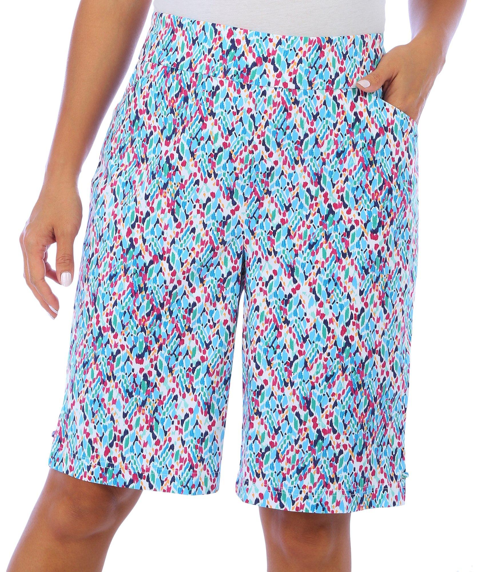 Plus Abstract Print Grommet With Tab Shorts