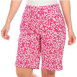 Womens 11 in. Floral Grommet With Tab Shorts
