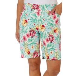 Womens Tropical 11 in. Scalloped Hem Shorts