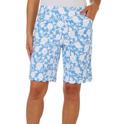 Coral Bay Womens 10 in. Scalloped Hem Shorts