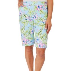Coral Bay Womens Cateye 11'' Floral Print Pull On Shorts