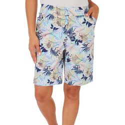 Coral Bay Womens Cateye 11'' Tropical Print Pull On Shorts