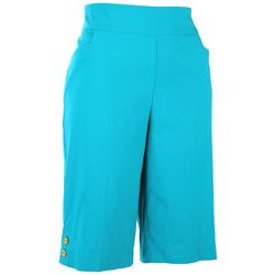 Coral Bay Womens Bermuda Solid Stretch Shorts