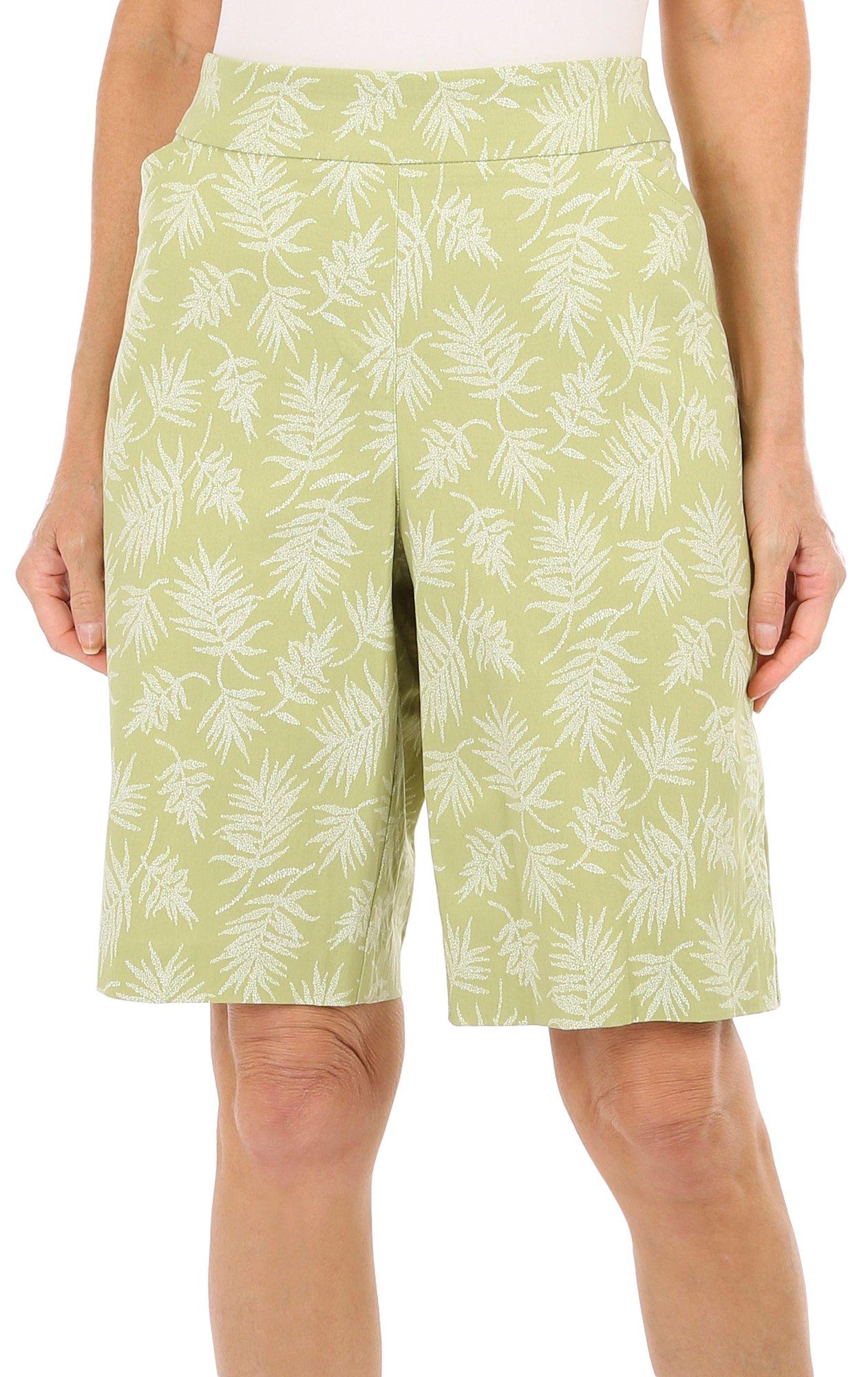 Womens Palm Leaf Print Shorts