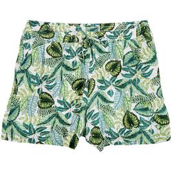 Womens Tropical Leaf Drawstring Shorts