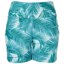 DFA Womens 5'' Frond Print Pull On Stretch Shorts