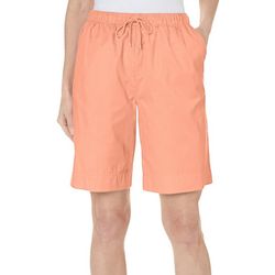 Coral Bay Womens The Everyday Solid Drawstring Twill Shorts