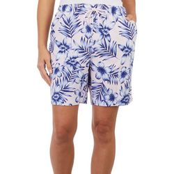 Coral Bay Women's Palm Floral Twill Bermuda Shorts