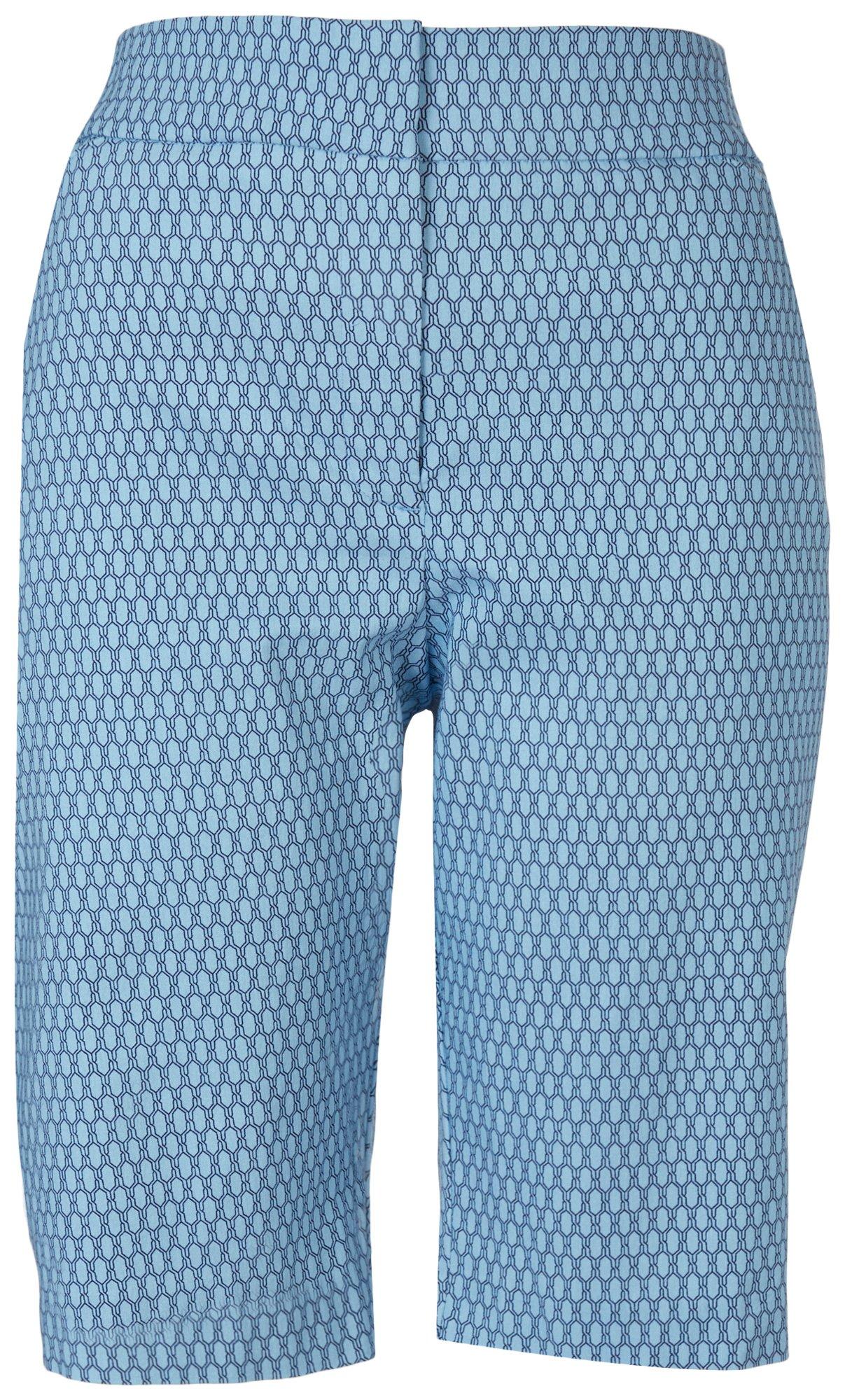 Womens 10 in. Print Pattern Bengaline Faux Pocket Shorts