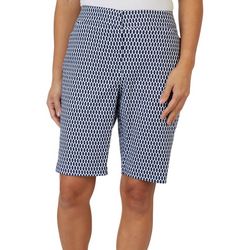 ATTYRE Womens 10 in. Mosaic Bengaline Faux Pocket Shorts