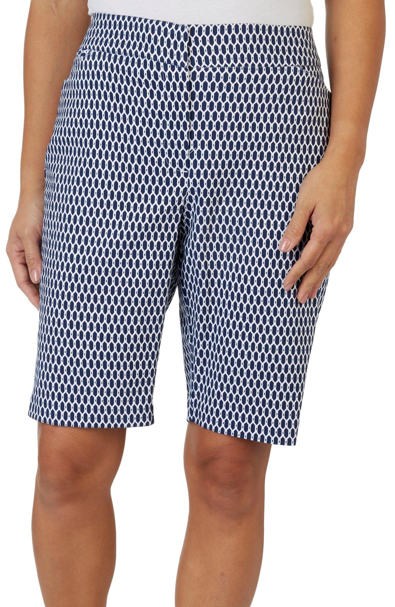 Womens 10 in. Mosaic Bengaline Faux Pocket Shorts