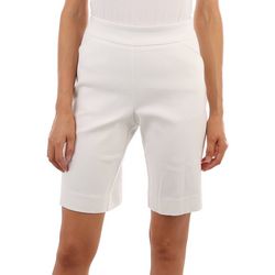 Womens Solid Textured Bermuda Shorts