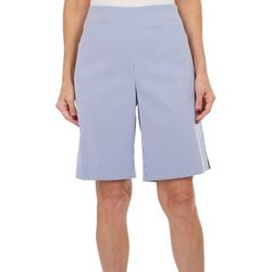Womens 10 in. Striped Pull-On Bermuda Shorts