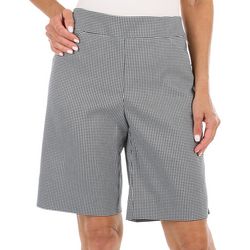 Attyre Womens 10 in. Gingham Pull-On Pocket Bermuda Shorts