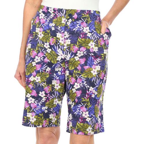 ISLAND COLLECTION Womens 11 in. Floral Bermuda Shorts