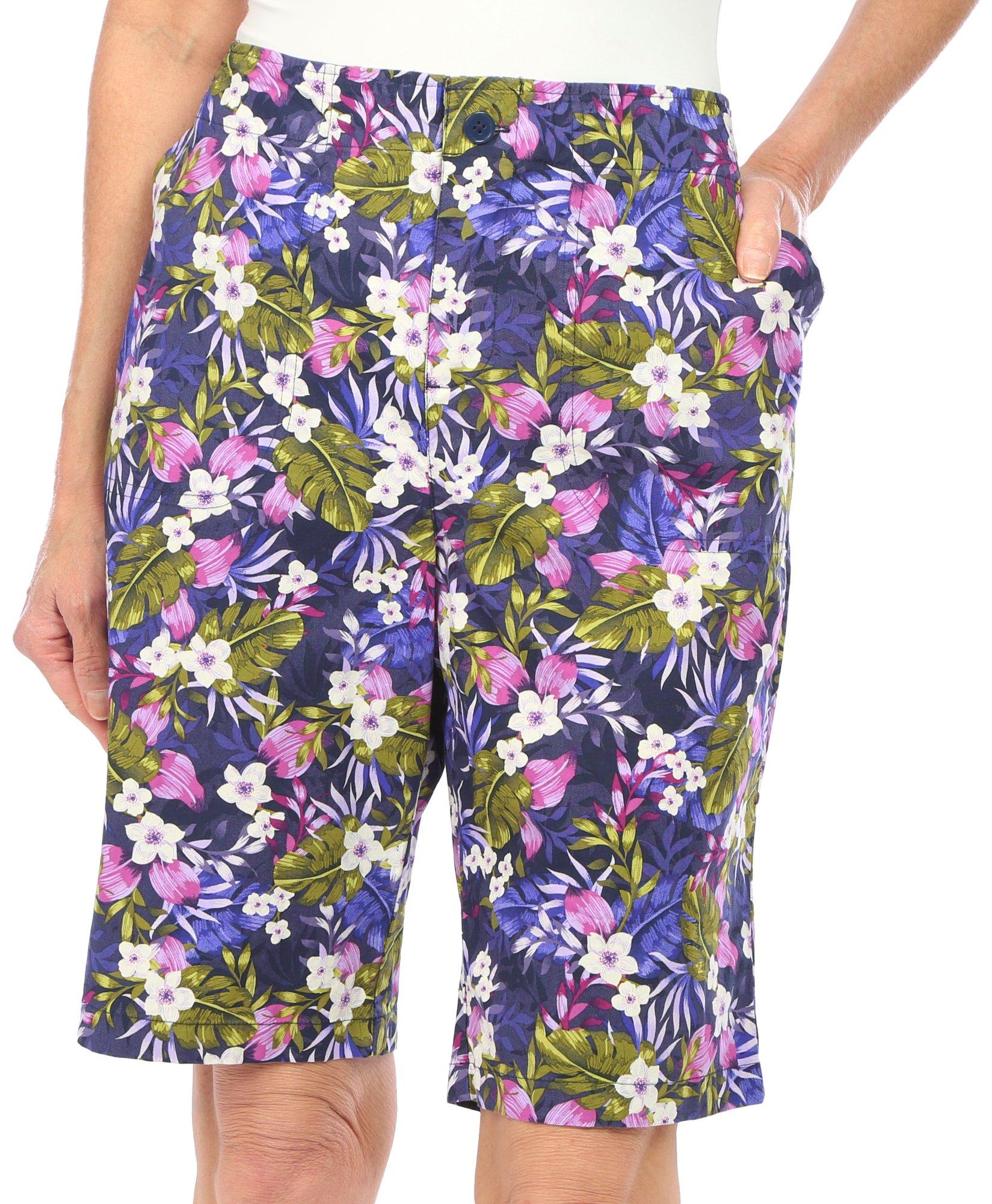 Womens 11 in. Floral Bermuda Shorts