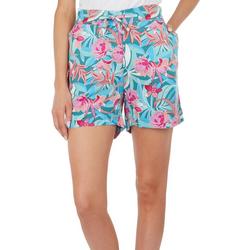 Womens Floral Tie Front Shorts