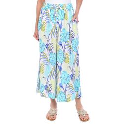 Juniper + Lime Womens Tropical Fronds Wide Leg Pants