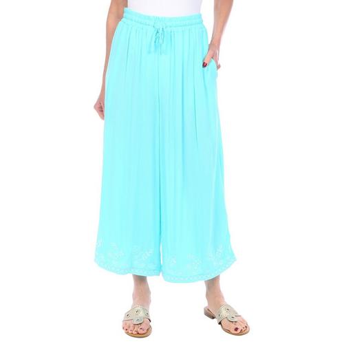 Juniper + Lime Womens Embroidered Wide Leg Pants