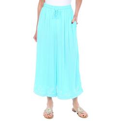 Womens Embroidered Wide Leg Pants