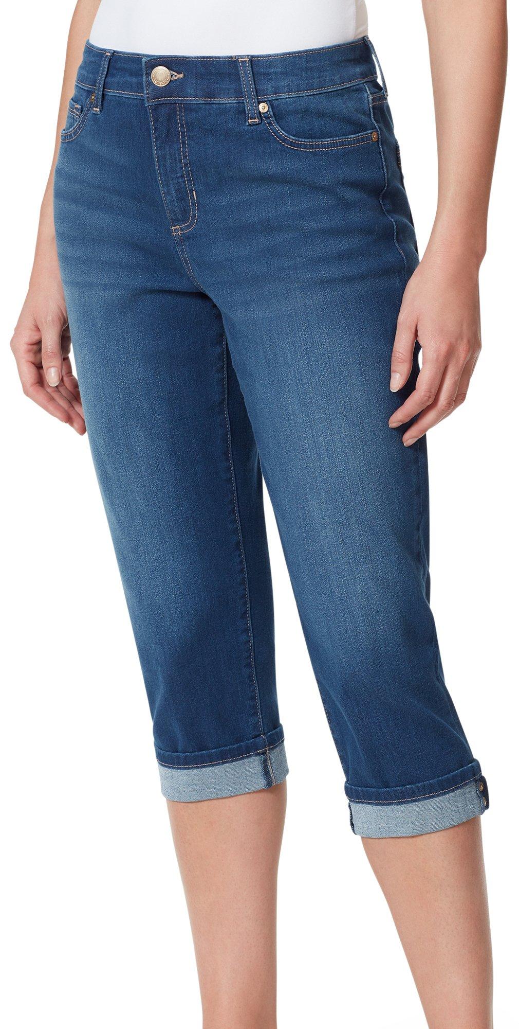 Bandolino Womens 21 in. Mandi Stretch Denim Rivet Capri