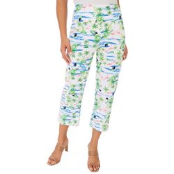 Teez-Her Womens 26 in. Tropical Print Stretch Capris